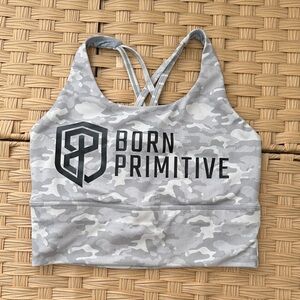 Born Primitive Light Gray Camo Sports Bra Crop top size Medium